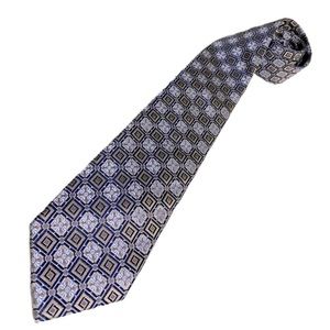 𝅺ORVIETO 💯 % Silk mens tie grays, beige, blue